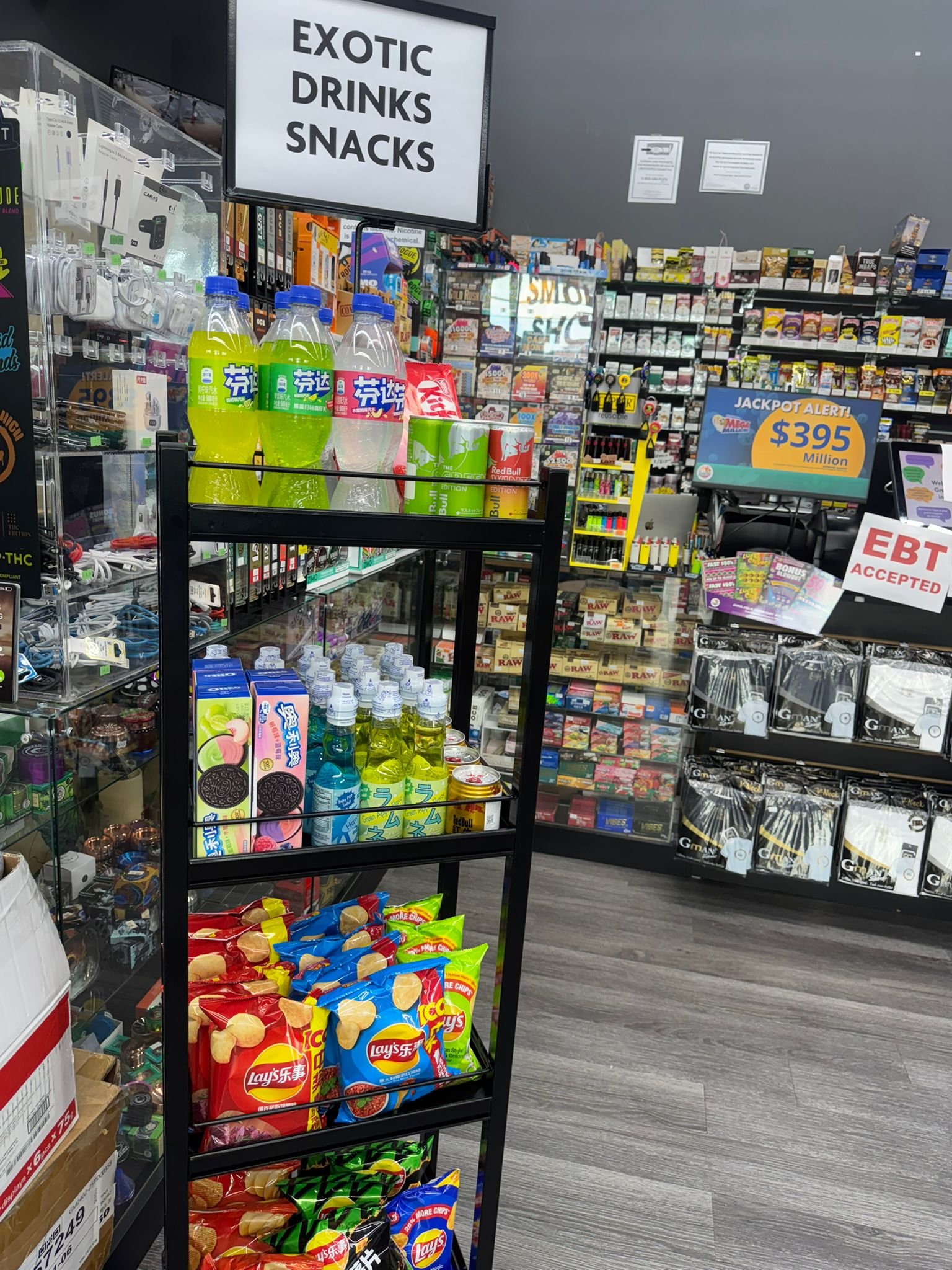 Exotic drinks beverages at Local Store St Petersburg — Ramune Asian Fanta Red Bull